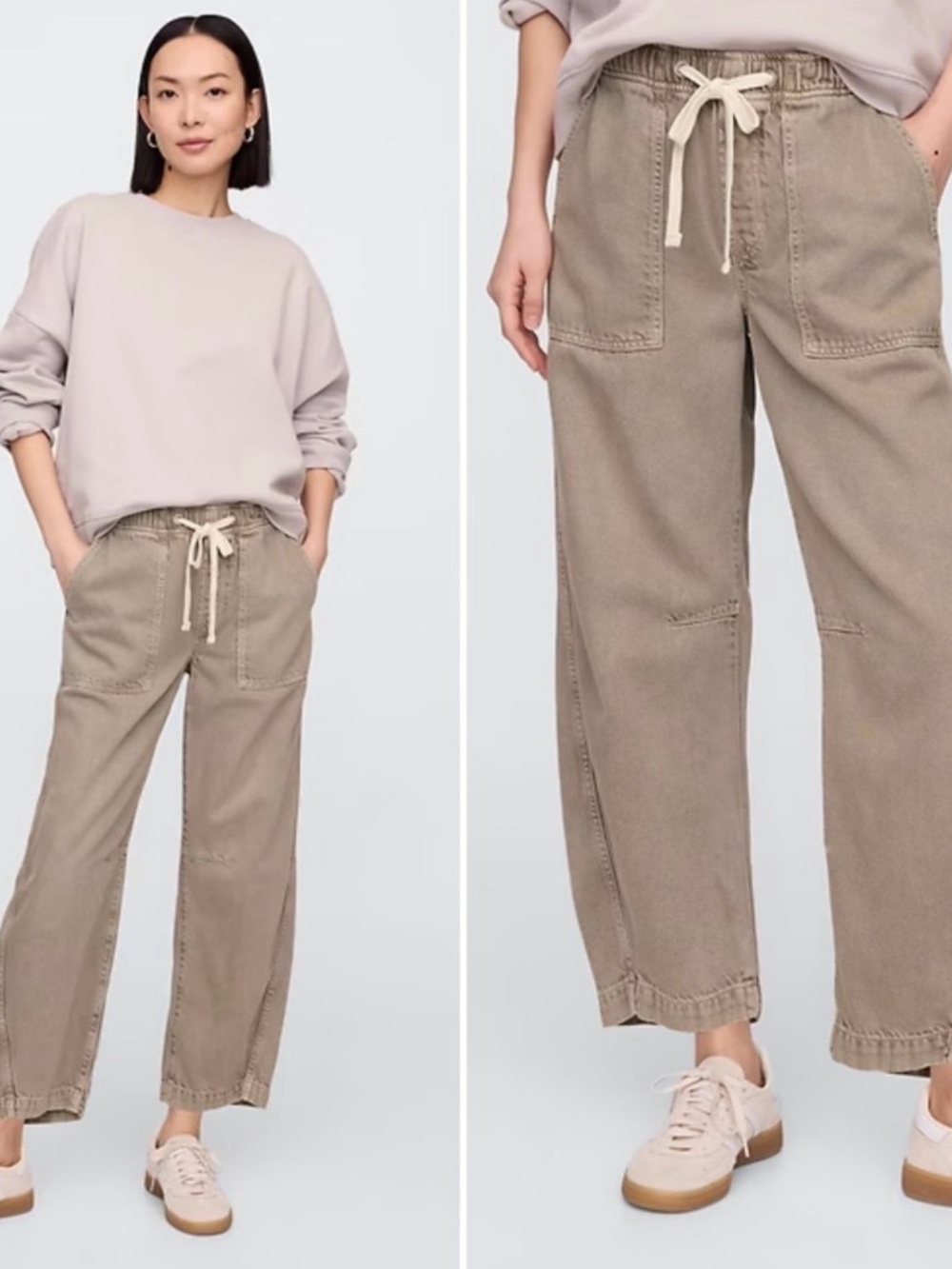 GAP Pull-On Barrel Pants - Taupe